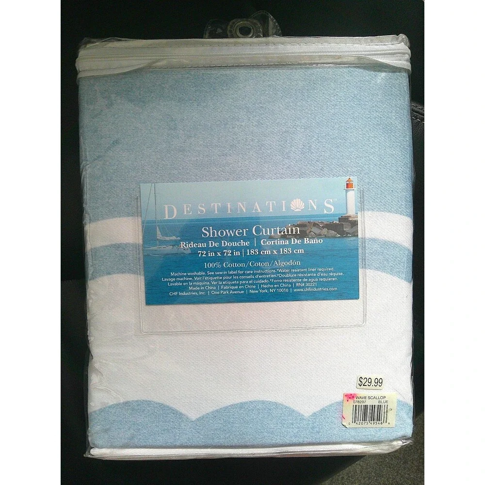 NEW  Destinations  100% Cotton Shower Curtain called Wave Scallop72 x 72